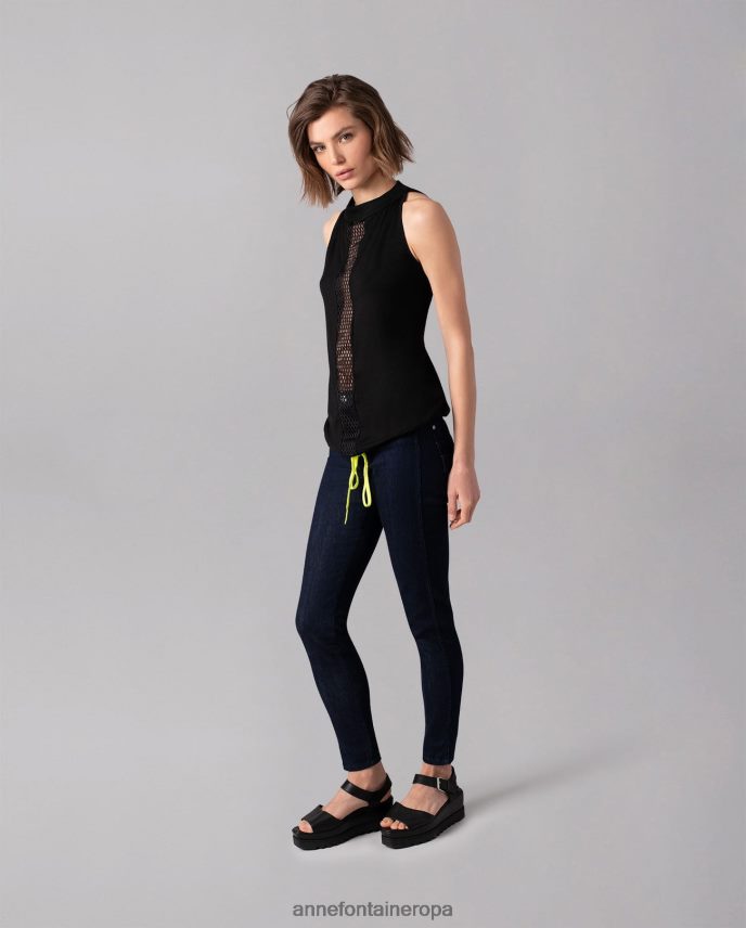 zapatos es Anne Fontaine mujer sandalias cuña vitto sandalia piel negro 646LTX21