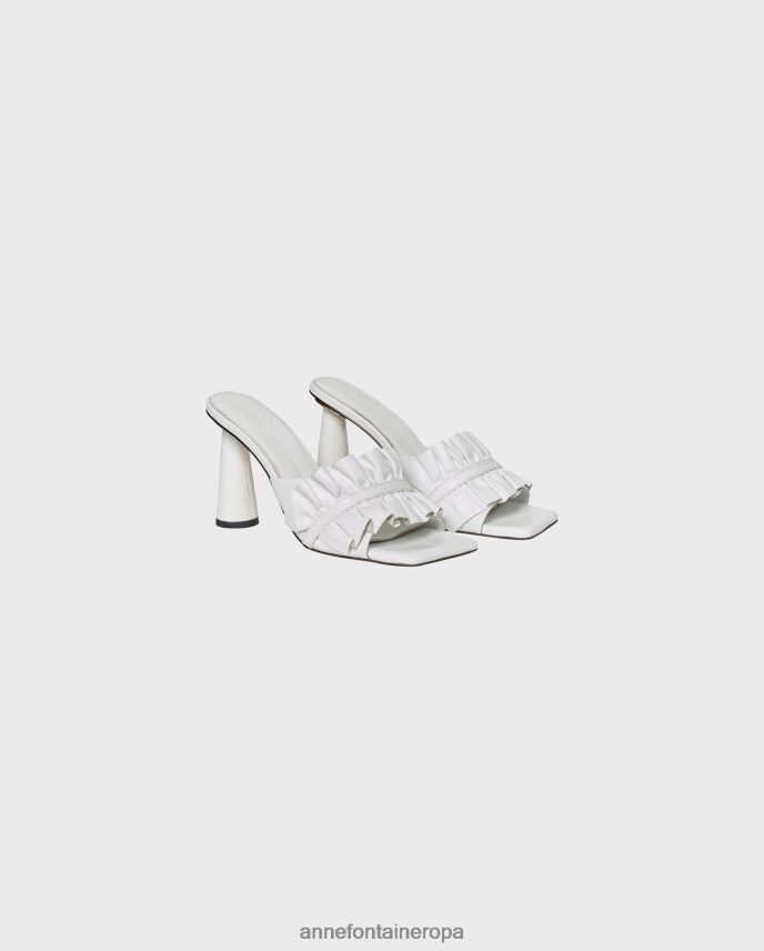 zapatos es Anne Fontaine mujer Chanclas Amorosa de piel con tacón y detalle de volantes blanco 646LTX37