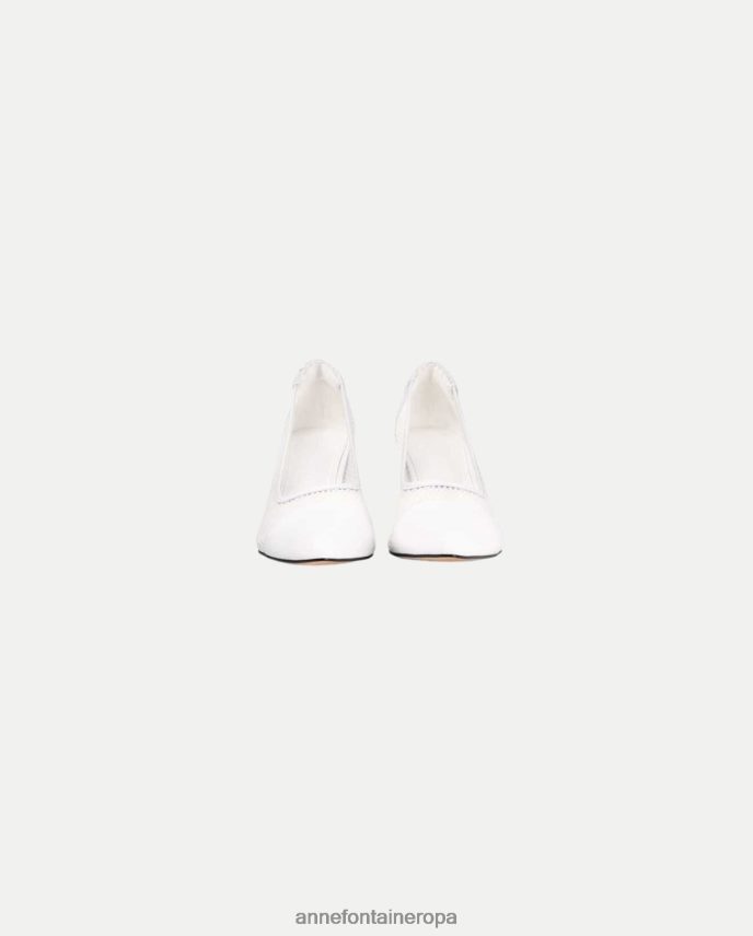 zapatos es Anne Fontaine mujer Salón de piel con tacón basilia y cuerpo de malla y flores extraíbles blanco 646LTX53