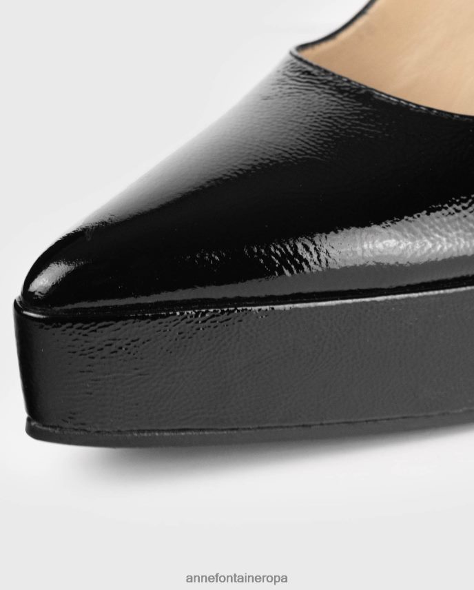 zapatos es Anne Fontaine mujer Zapato de charol con tacón Idylle y tacón apilado. negro 646LTX57