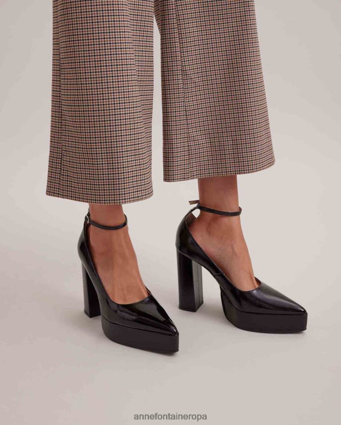 zapatos es Anne Fontaine mujer Zapato de charol con tacón Idylle y tacón apilado. negro 646LTX57
