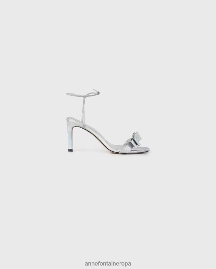 zapatos es Anne Fontaine mujer maria heel tacón alto iridiscente con detalle de lazo plata 646LTX42