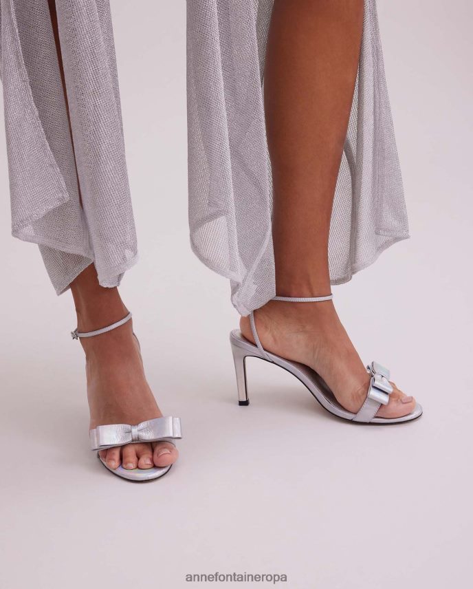 zapatos es Anne Fontaine mujer maria heel tacón alto iridiscente con detalle de lazo plata 646LTX42