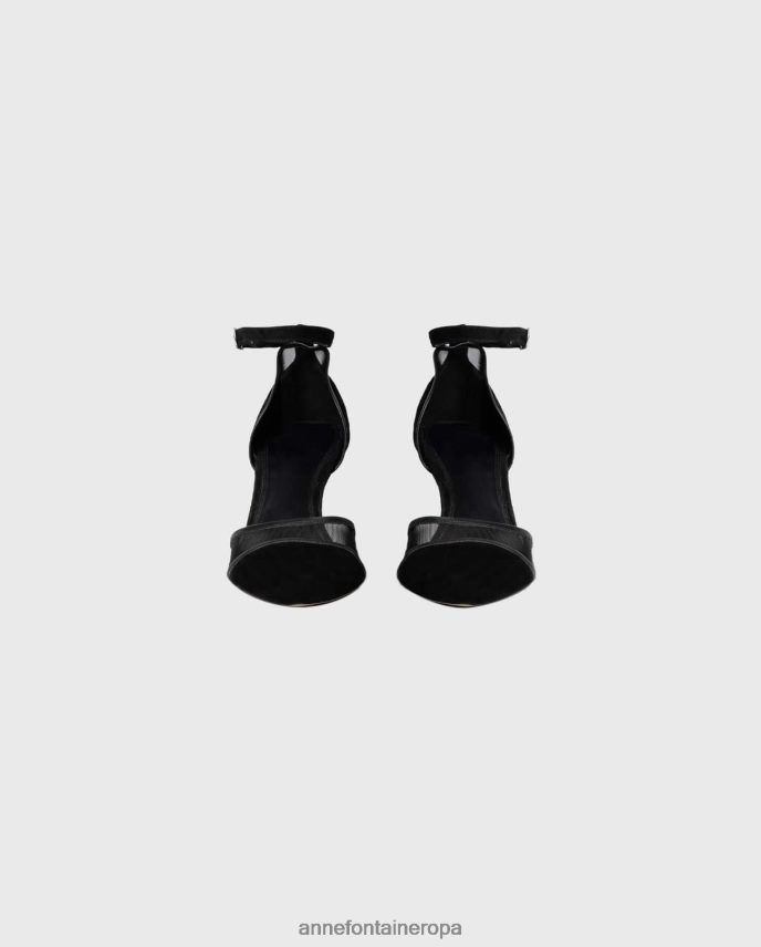 zapatos es Anne Fontaine mujer salón gisella-orsay con tacón y detalles de ante y malla negro 646LTX47