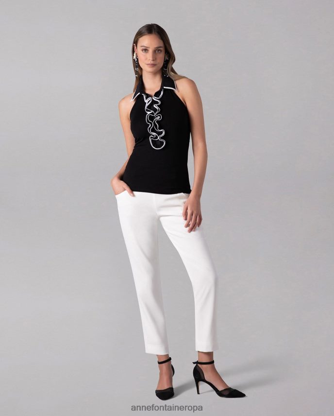 zapatos es Anne Fontaine mujer salón gisella-orsay con tacón y detalles de ante y malla negro 646LTX47