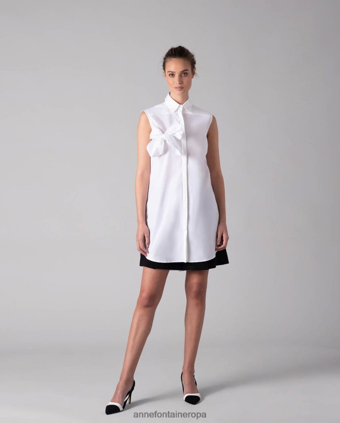 zapatos es Anne Fontaine mujer tacón jakie tacón clásico destalonado cuero blanco negro 646LTX52