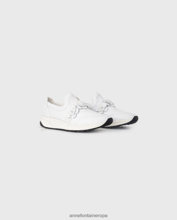 zapatos es Anne Fontaine mujer Zapatilla owell sin cordones con detalles de flores. blanco 646LTX2