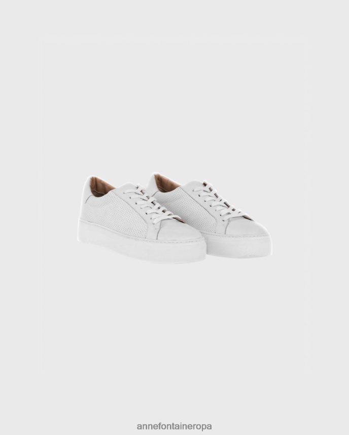 zapatos es Anne Fontaine mujer Zapatillas ugo de piel con flores extraíbles. blanco 646LTX3